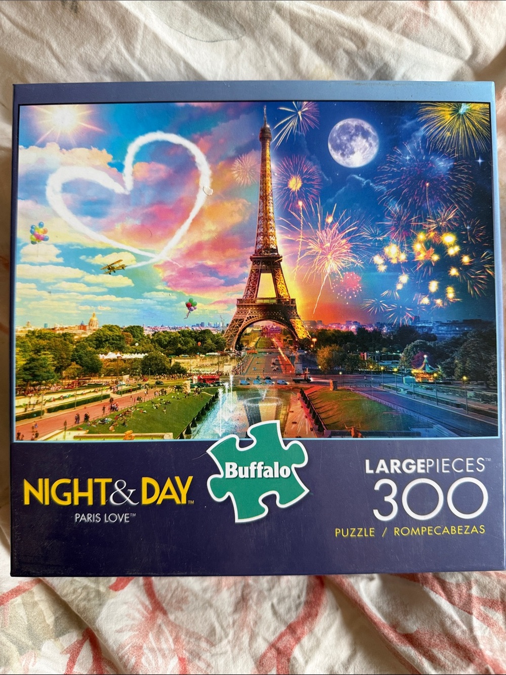 Night and Day Series 300 piece puzzle “Paris Love” by Buffalo Games